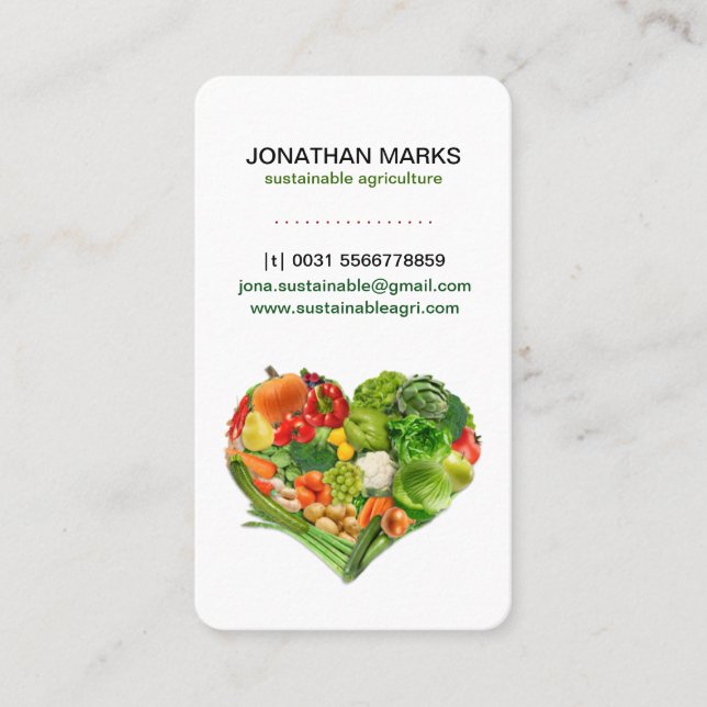 Gesundes Frucht-Gemüse-Herz-Geschäft Visitenkarte (Vorderseite)