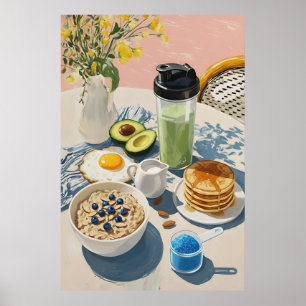 Gesundes Frühstück Fitnessstudio Essen Küche Pfann Poster