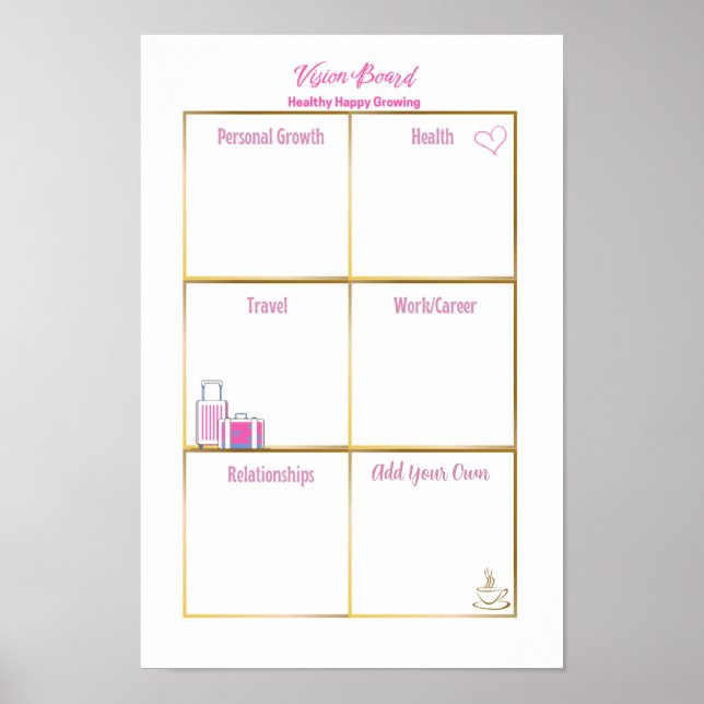 Gesundes Glück Inspirierend Vision Board Poster (Vorne)