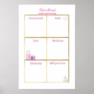 Gesundes Glückliches Inspirierendes Visionboard Poster