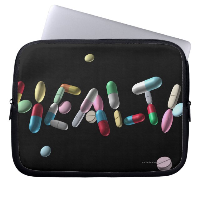 'Gesundheit' mit Tabletten Laptopschutzhülle (Vorderseite)