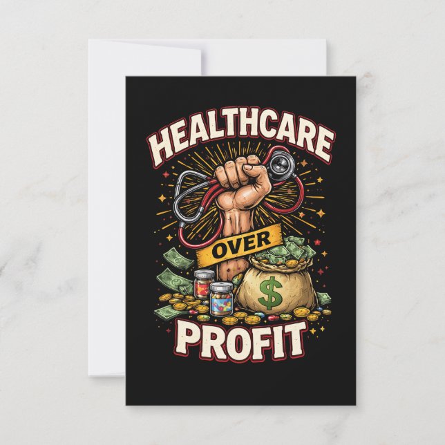 Gesundheit Vor Profit Dankeskarte (Vorderseite)