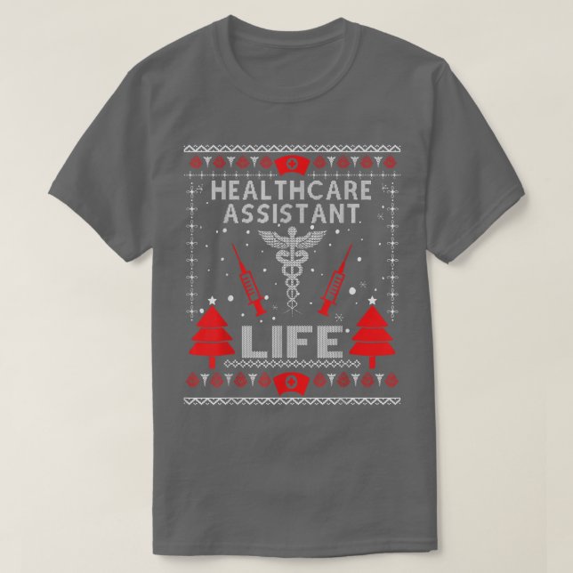 Gesundheitsassistent Leben Ugly Christmas Sweaters T-Shirt (Design vorne)