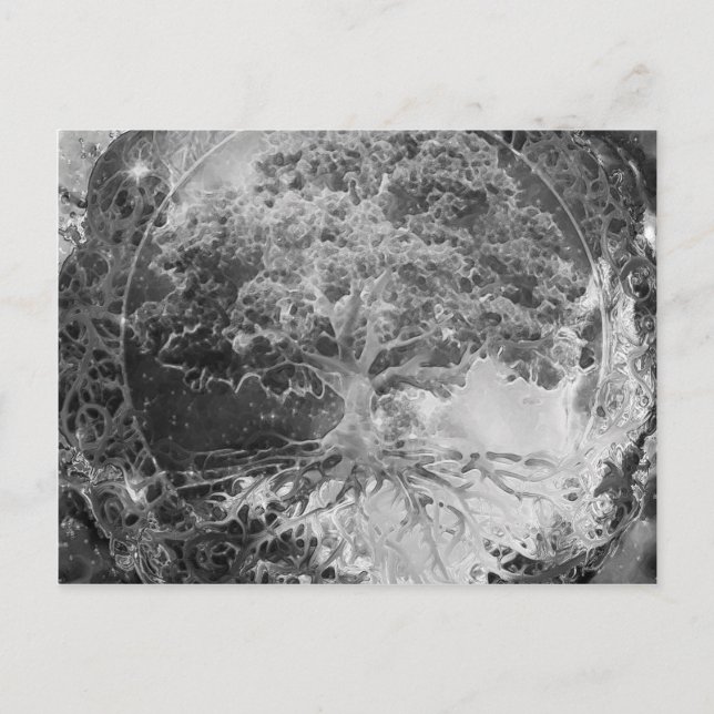 Gesundheitsbaum in Schwarz und Weiß Postkarte (Vorderseite)