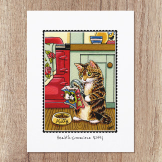 Gesundheitsbewusste Kitty Cat Funny Custom Postkarte
