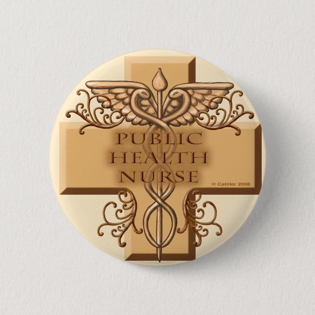 Gesundheitsfürsorge Caduceus Button (Vorderseite)