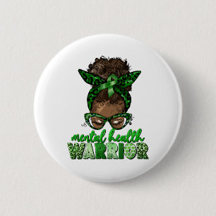 Gesundheitsfürsorgemonat - Messy Bun Black Wom Button