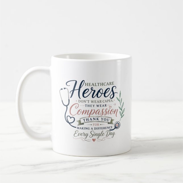Gesundheitshelden tragen Mitgefühl Kaffeetasse (Links)