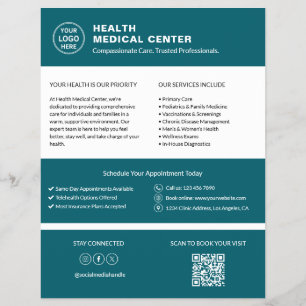 Gesundheitsklinik Arzt Benutzerdefiniertes Logo QR Flyer