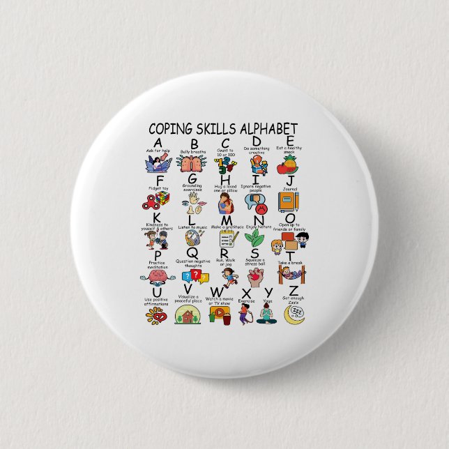 Gesundheitspflegefähigkeiten Alphabet-Schullehrer  Button (Vorderseite)