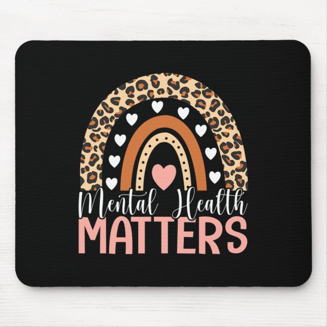 Gesundheitsprobleme Leopard Print Boho Rainbow Awa Mousepad (Vorne)