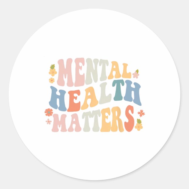 Gesundheitsprobleme seien nette Retro Mental Aware Runder Aufkleber (Vorderseite)