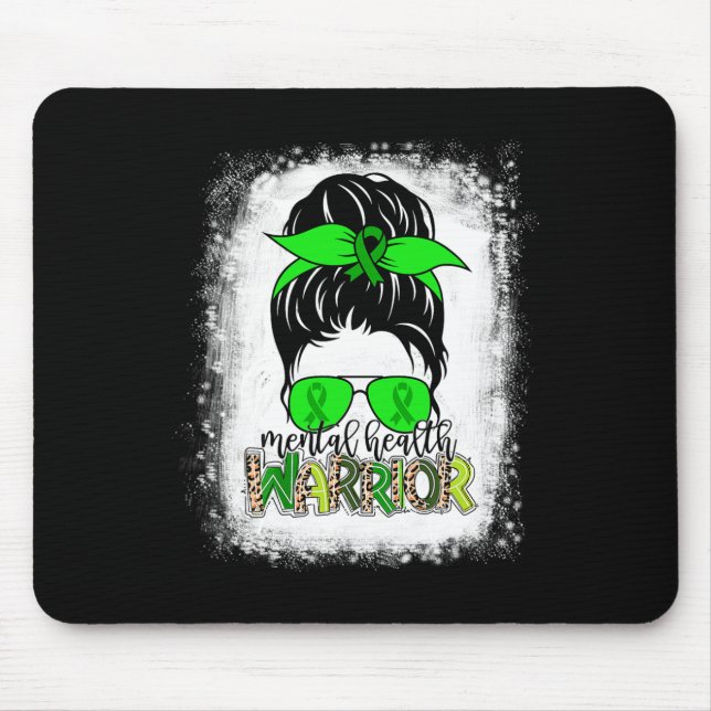 Gesundheitswarrior Messy Bun Mental Health Awarene Mousepad (Vorne)