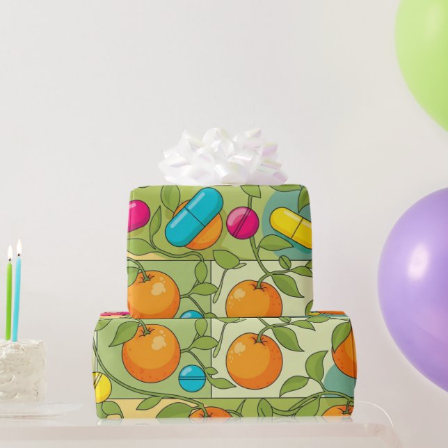 Gesundheitswesen & Pharmazie Orangen und Reben Geschenkpapier (Partygeschenke)