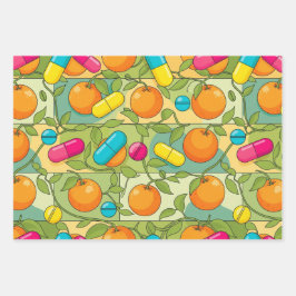 Gesundheitswesen & Pharmazie Orangen und Reben Geschenkpapier Set