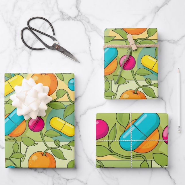 Gesundheitswesen & Pharmazie Orangen und Reben Geschenkpapier Set (Vorderseite)