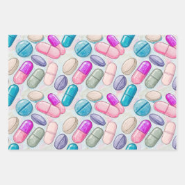 Gesundheitswesen und Apotheke Pink Gray Lila Kapse Geschenkpapier Set