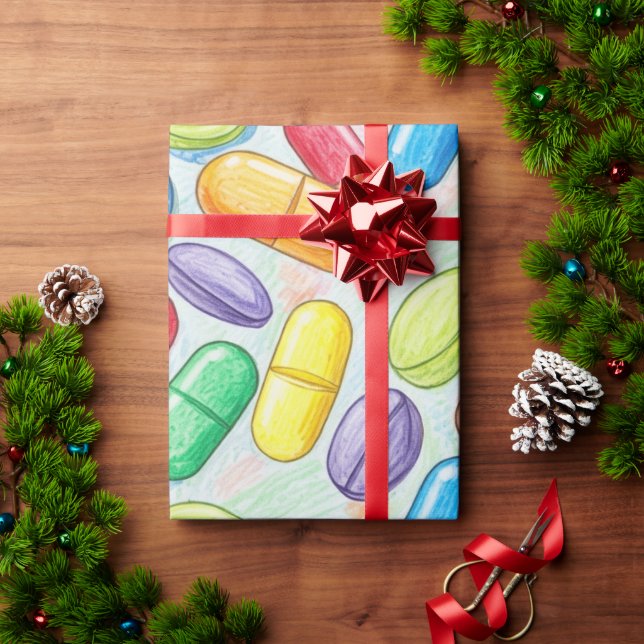 Gesundheitswesen und Pharmazie - farbige Kapsel Geschenkpapier (Feiertagsgeschenk)