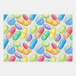 Gesundheitswesen und Pharmazie - farbige Kapsel Geschenkpapier Set