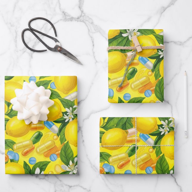 Gesundheitswesen und Pharmazie Lemon Yellow Geschenkpapier Set (Vorderseite)
