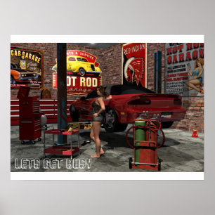 Get Busy Garage Pinup Poster