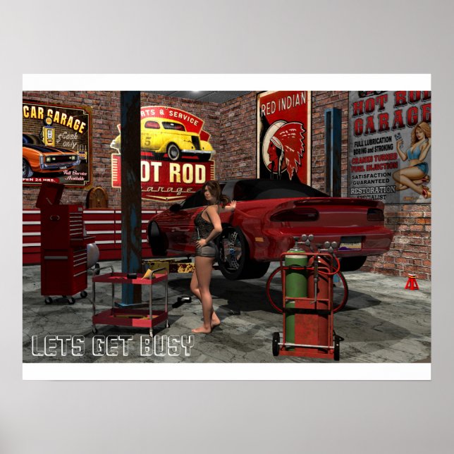 Get Busy Garage Pinup Poster (Vorne)