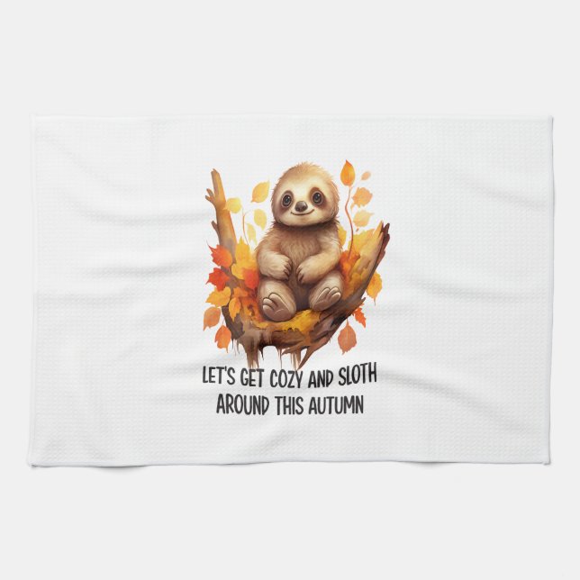 Get Cozy and Sloth Around This Autumn Geschirrtuch (Horizontal)