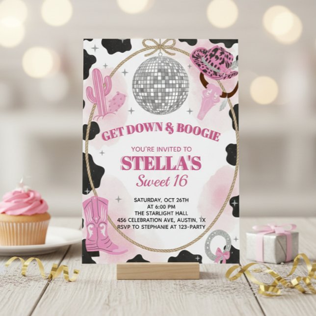 Get Down & Boogie Disco Cowgirl Sweet 16 Birthday Einladung (Von Creator hochgeladen)