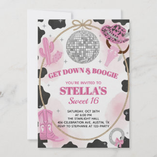 Get Down & Boogie Disco-Cowgirl Sweet 16 Geburtsta Einladung