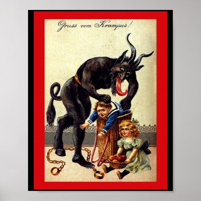 Get In The Bag Kids Vintage Krampus  Poster (Vorne)