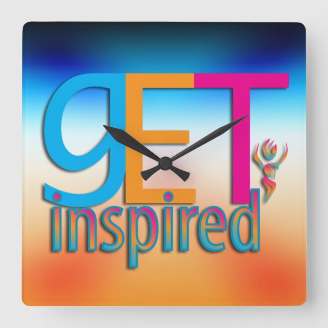 Get Inspiriert ~ Original Quadratische Wanduhr (Vorderseite)