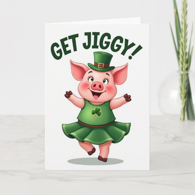 Get Jiggy Pig St Patricks Card Karte (Vorderseite)