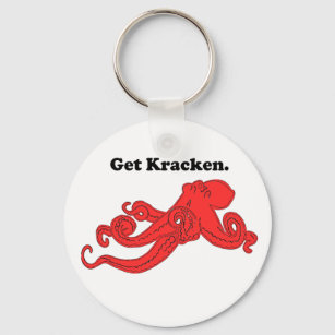 Get Kraken Red Octopus Squid Cartoon Schlüsselanhänger