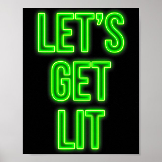 Get Lit Christmas Neon Vintage Retro Outfit  Poster (Vorne)