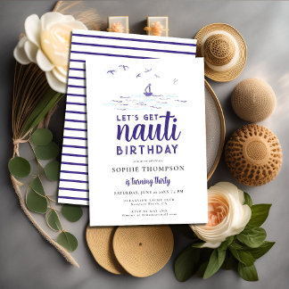 Get Nauti Boat Beach Coastal Party 30. Geburtstag Einladung
