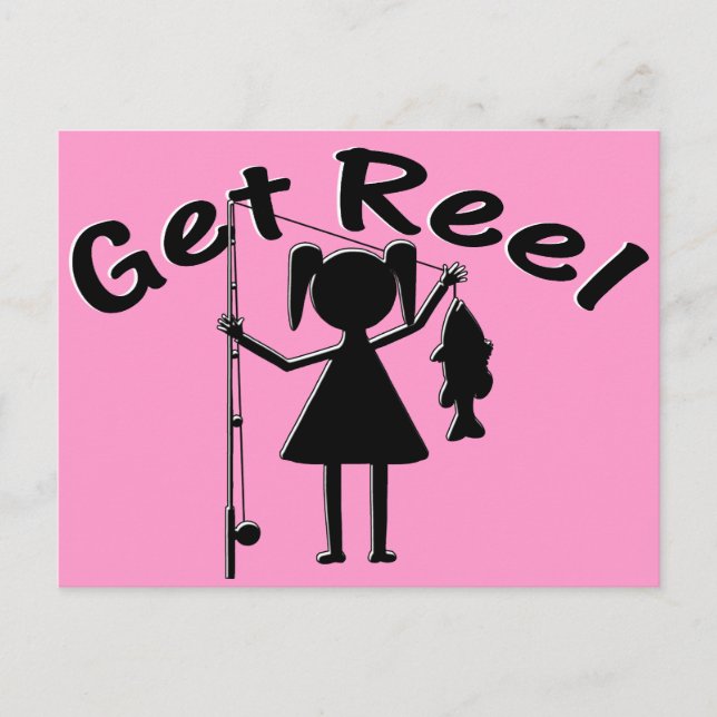 Get Reel - Kleine Girls Fischen Postkarte (Vorderseite)