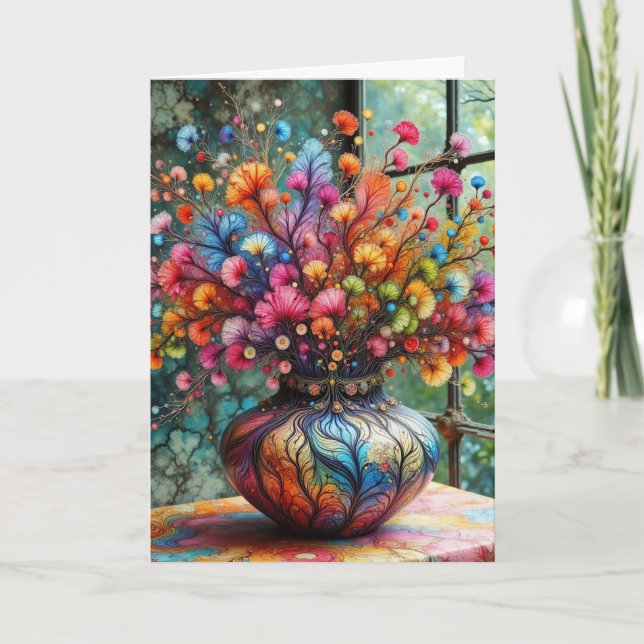 Get Well After Surgery Cheerful with Flowers Card Karte (Vorderseite)