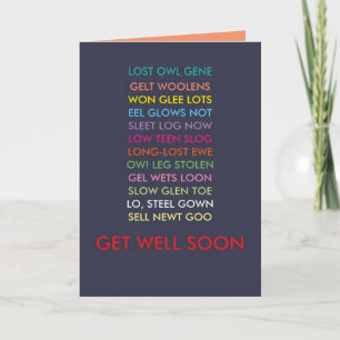 Get Well bald Anagram card Karte