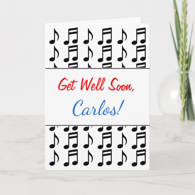 "Get Well bald" + Grid of Musical Notes Karte (Vorderseite)