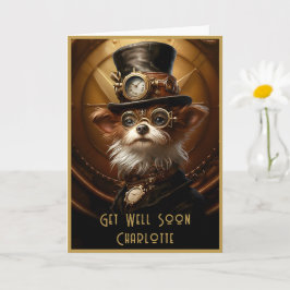 Get Well bald Yorkie Custom Name 110 Greetings Karte
