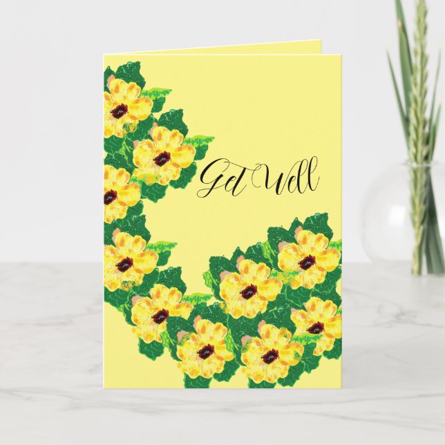 Get Well Card Black Mit Augen Susan Vine Blume Karte (Vorderseite)