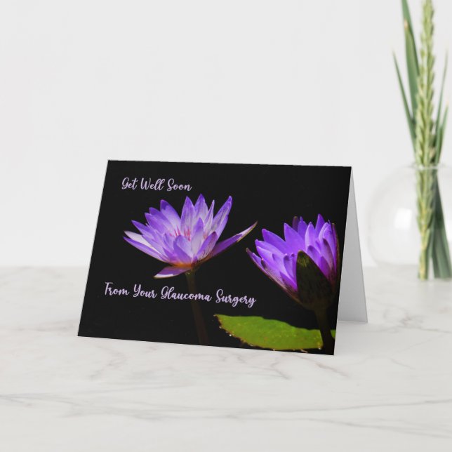 Get Well Card Glaucoma Operation mit Water Lilies Karte (Vorderseite)