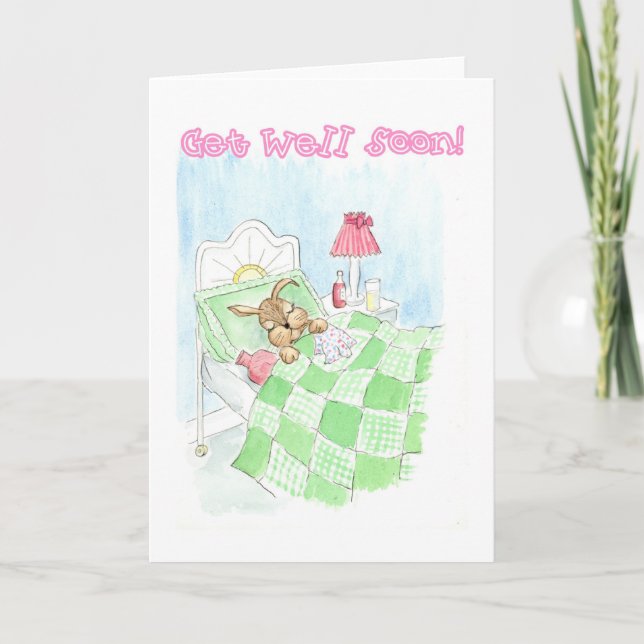 Get Well Card - Sick Bunny Rabbit Karte (Vorderseite)