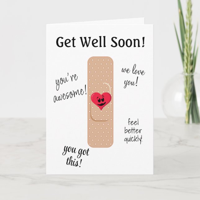 Get Well Card with Cute Bandaid Karte (Vorderseite)