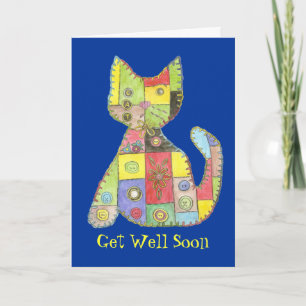 Get Well Card with patchwork cat Karte