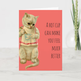 Get Well Cat With Tea Karte
