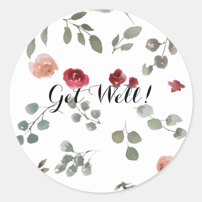 Get Well Classic Round Sticker (Vorderseite)