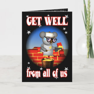 Get Well Koala Bricklayer Greeting Card Karte