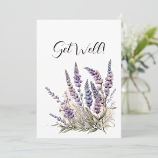 Get Well Lavender Flowers Watercolor Art Einladung