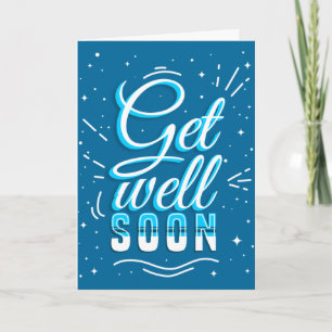 Get Well Soon Blue White Typography Greeting Card Karte